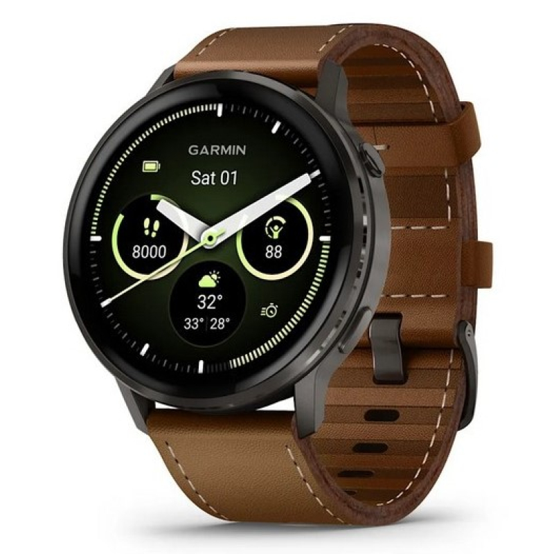 умные часы watch garmin venu 4 45 mm slate black leather brown 010-03014-03 умные часы watch garmin venu 4 45 mm slate black leather brown 010-03014-03