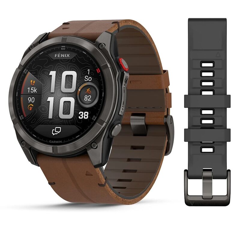 умные часы watch garmin fenix 8 pro 51mm amoled sapphire titanium carbon grey chestnut leather 010-03199-40 умные часы watch garmin fenix 8 pro 51mm amoled sapphire titanium carbon grey chestnut leather 010-03199-40