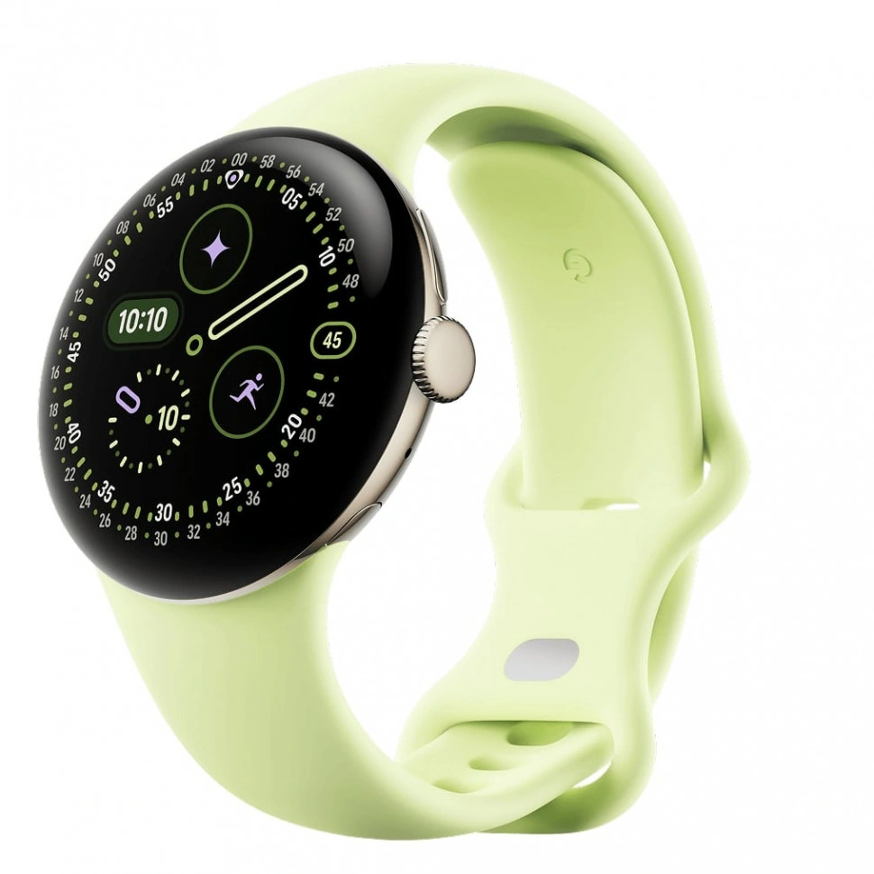 pixel watch 4 41 wi-fi polished champagne gold/lemongrass active band