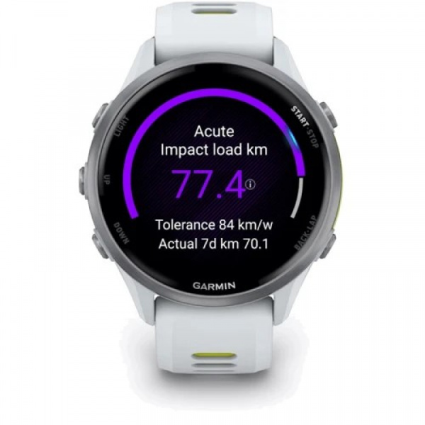 умные часы watch garmin forerunner 970 47mm titanium whitestone/yellow 010-02969-61
