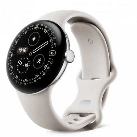 pixel watch 4 45 wi-fi polished silver/porcelain active band pixel watch 4 45 wi-fi polished silver/porcelain active band