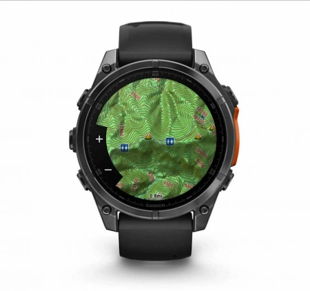 умные часы watch garmin fenix 8 43 amoled sapphire carbon gray dlc titanium with black silicone