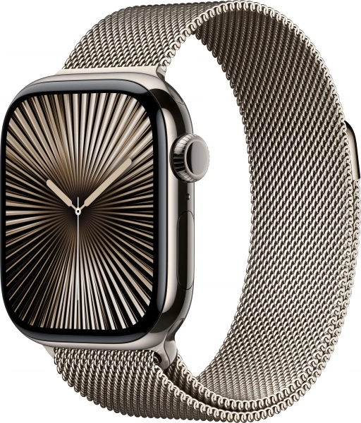 умные часы apple watch s10 46 mm natural titanium case with natural milanese loop m/l