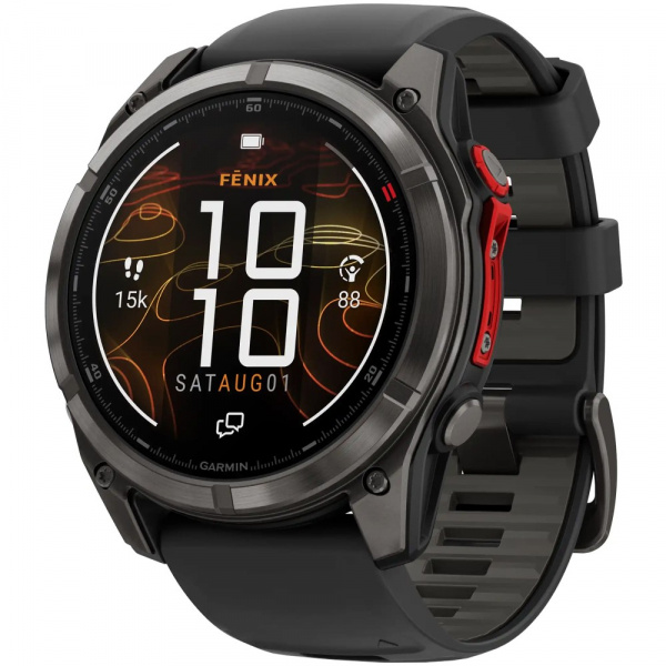 умные часы watch garmin fenix 8 51 microled sapphire carbon gray dlc titanium black / pebble gray