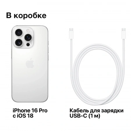 смартфон apple iphone 16 pro max 1 тб, white titanium (nano-sim + esim)