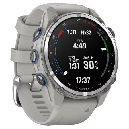 умные часы watch garmin descent mk3i 43 stainless steel with fog gray silicone